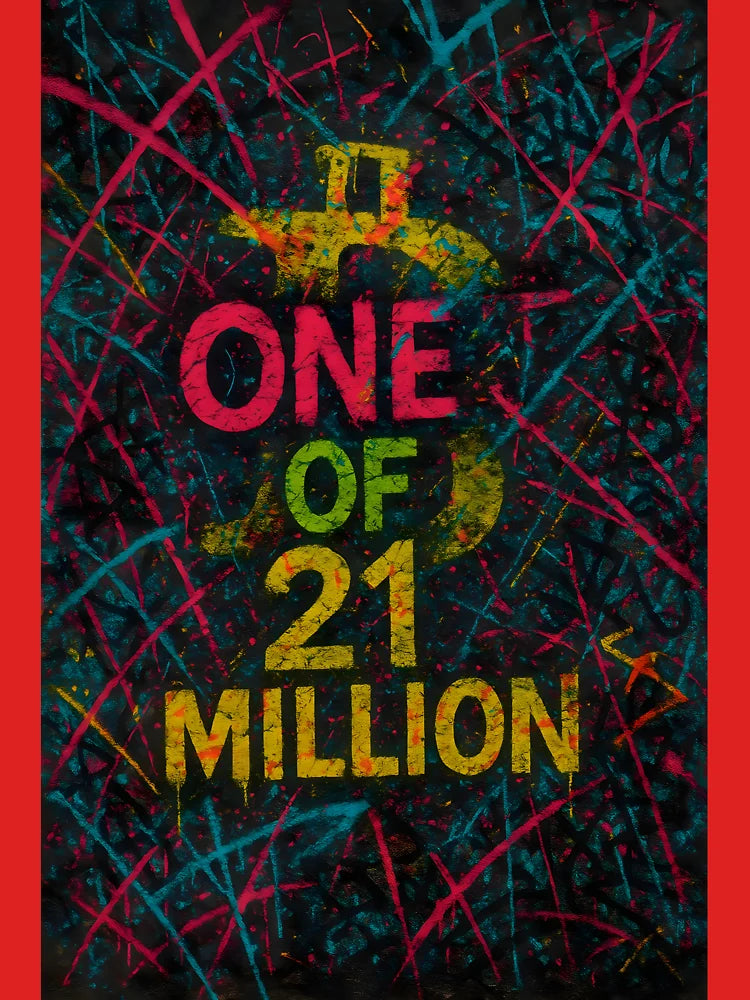 One of 21 Million – Neon Bitcoin Graffiti Classic T-Shirt
