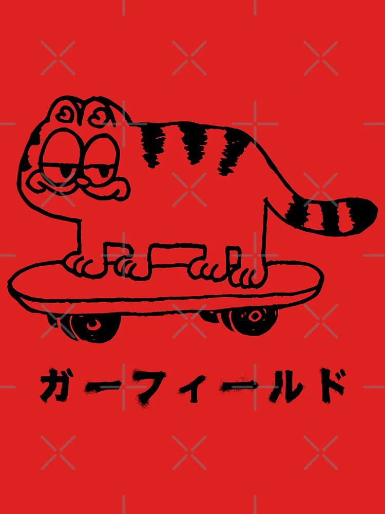 Garfield Japanese Skateboard (black artwork) Classic T-Shirt