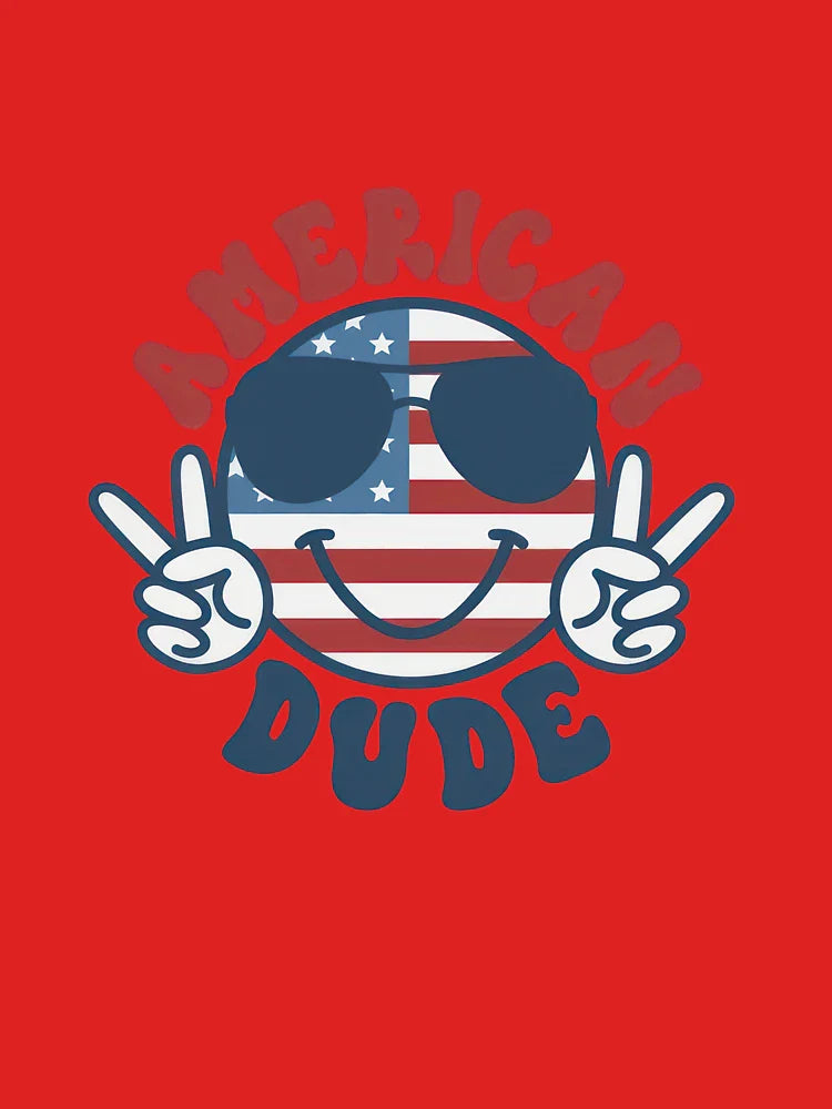 American Dude Retro Happy Face Boy Bubble Fourth Of July Patriotic Classic T-Shirt