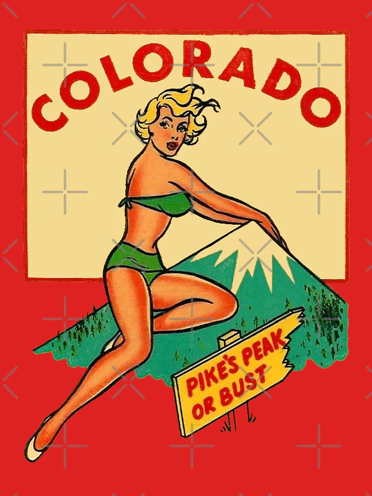 Colorado Pinup Pikes Peak Vintage Travel Decal Classic T-Shirt