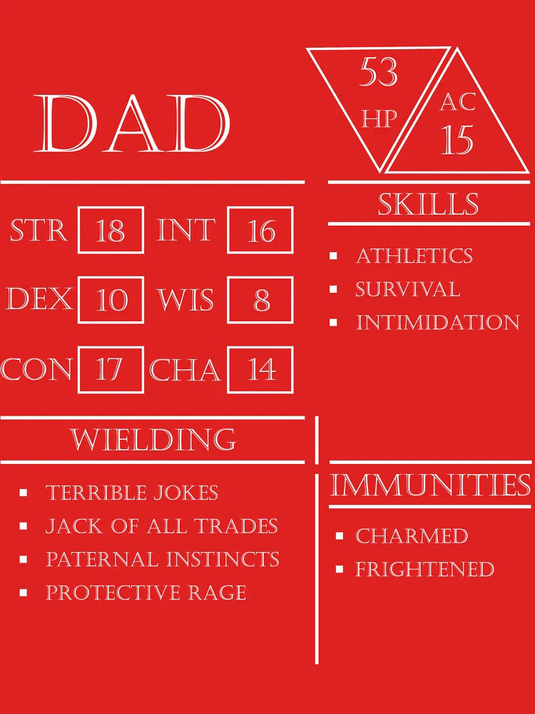 Dad Stats - Character Sheet - White Classic T-Shirt