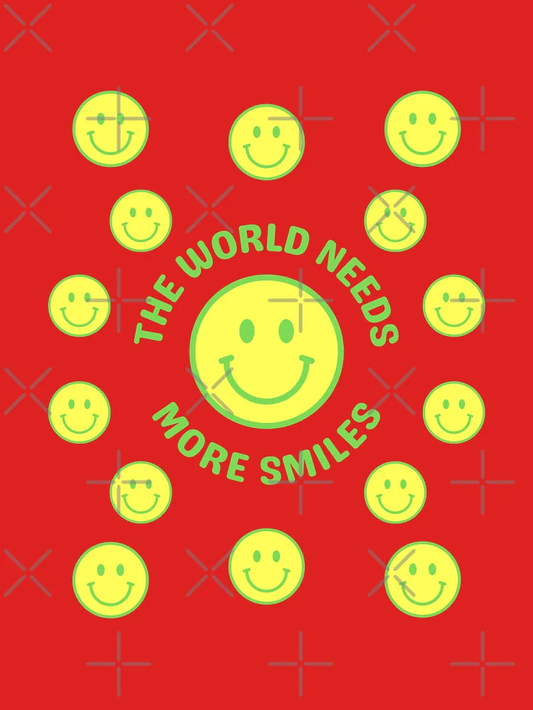 The World Needs More Smiles, Smiley Face, Happy Face, Yellow, Green Classic T-Shirt