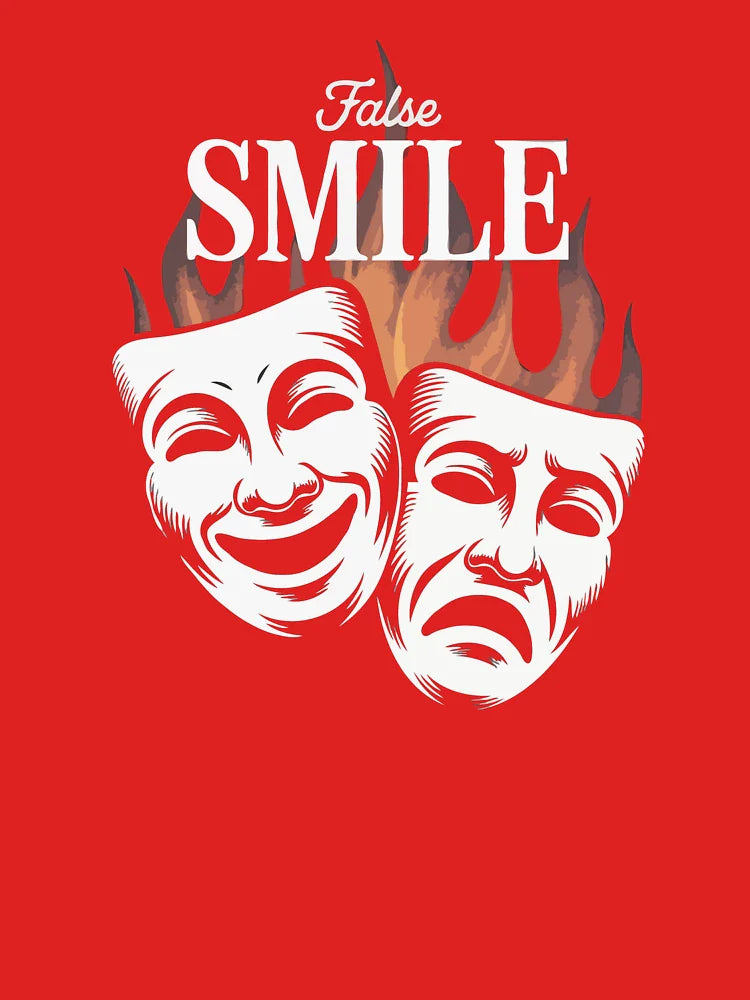 False Smile – Emotional Theater Mask Design | Dark Aesthetic Mental Health Art Classic T-Shirt