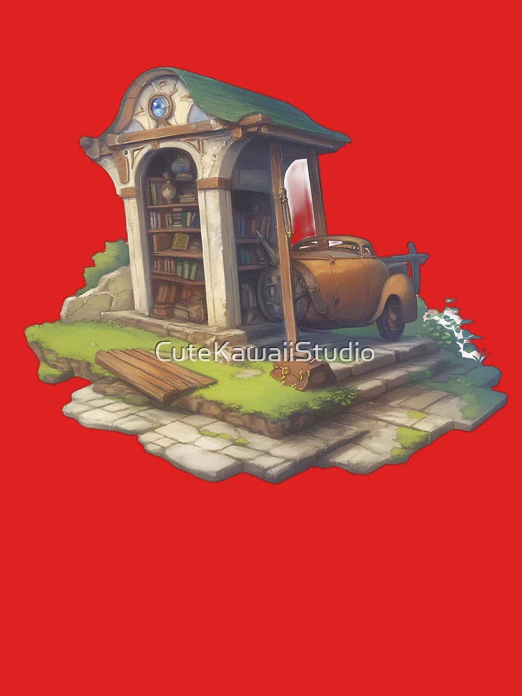Whimsical Book Nook and Car Aesthetic Sticker Classic T-Shirt