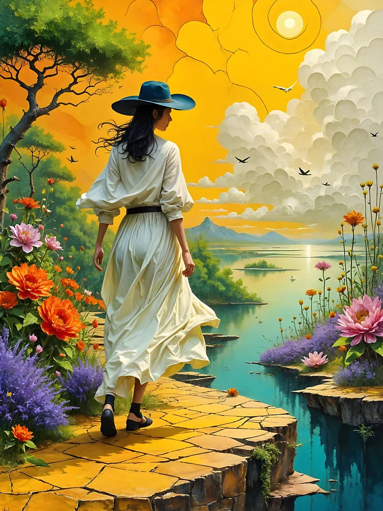 River Walk under a Golden Sky Classic T-Shirt
