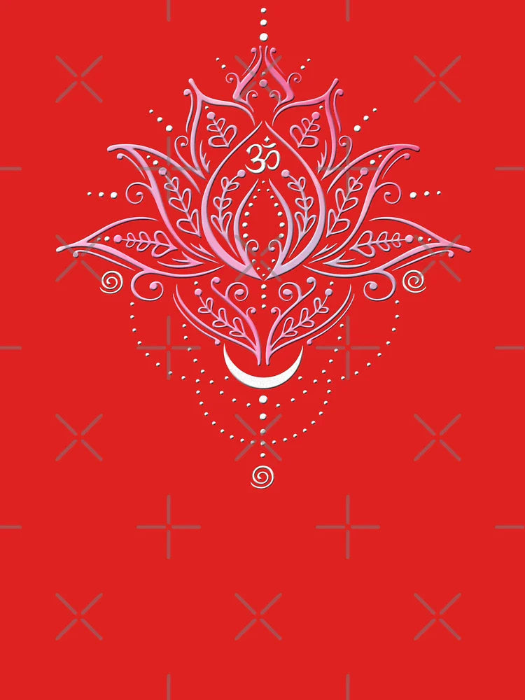 Lotus with Moon and Om Symbol. Yoga. Classic T-Shirt