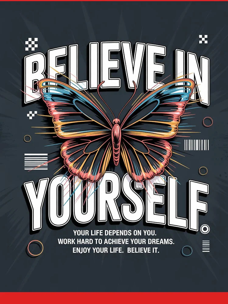 Believe In Yourself Motivational Butterfly T-Shirt Design Classic T-Shirt