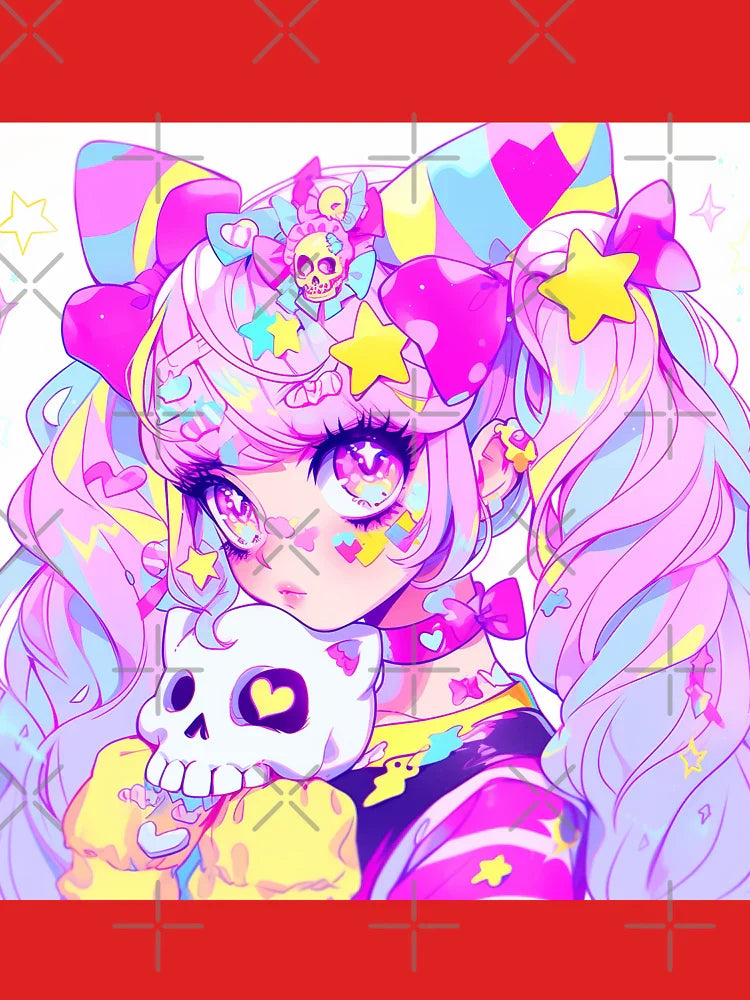 Pastel Goth Anime Girl with Skulls Classic T-Shirt