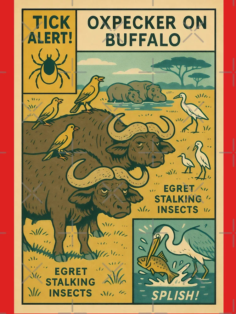 Oxpecker on Buffalo – Nature's Insect Control Team Classic T-Shirt