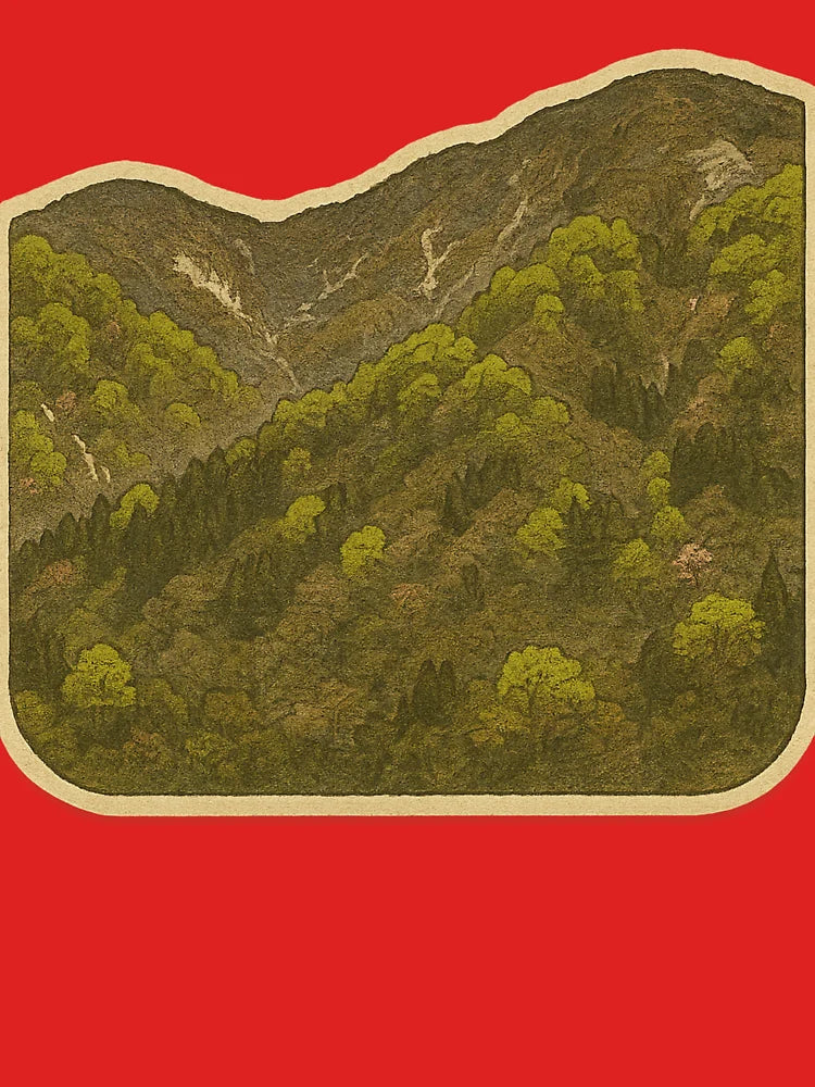 Mountain Forest Harmony | Retro Japanese Nature - Tranquil Green Landscape Classic T-Shirt