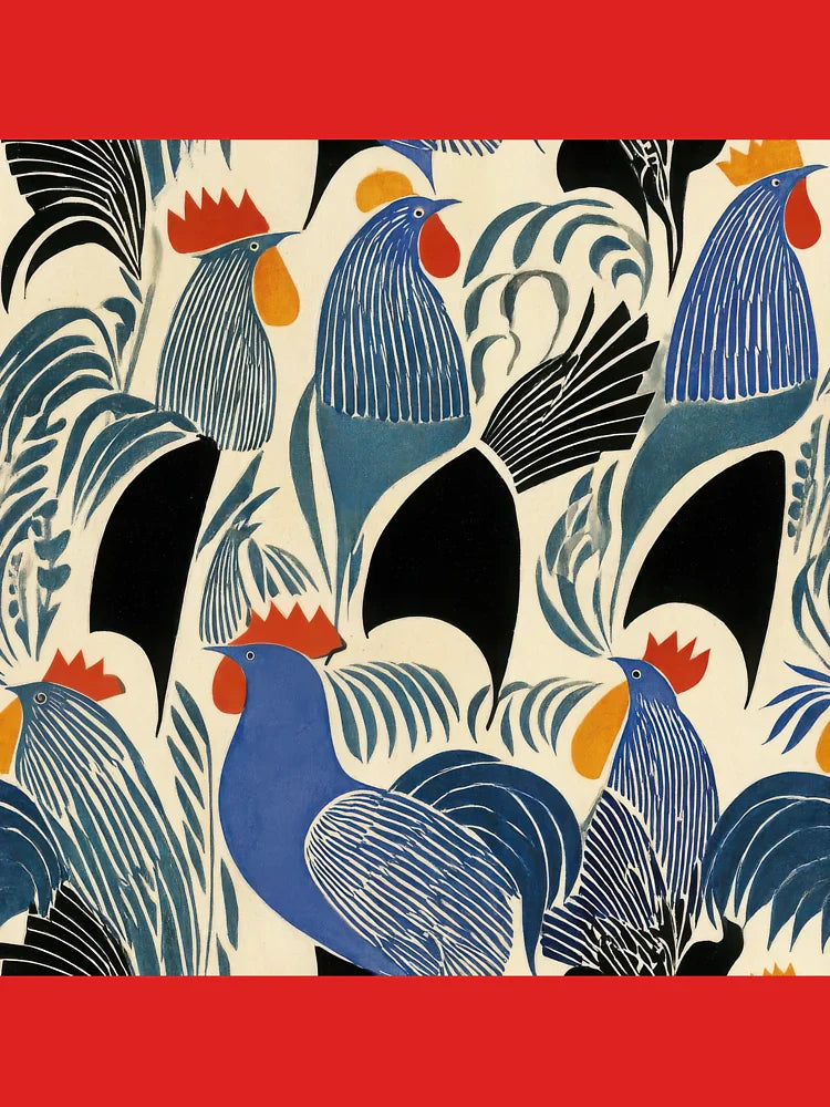 Woodcut Seamless Pattern of Chickens Classic T-Shirt