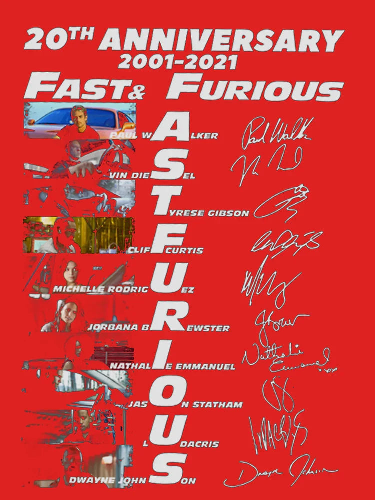20th Anniversary 2001 2021 Fast Furious Signatures Classic T-Shirt