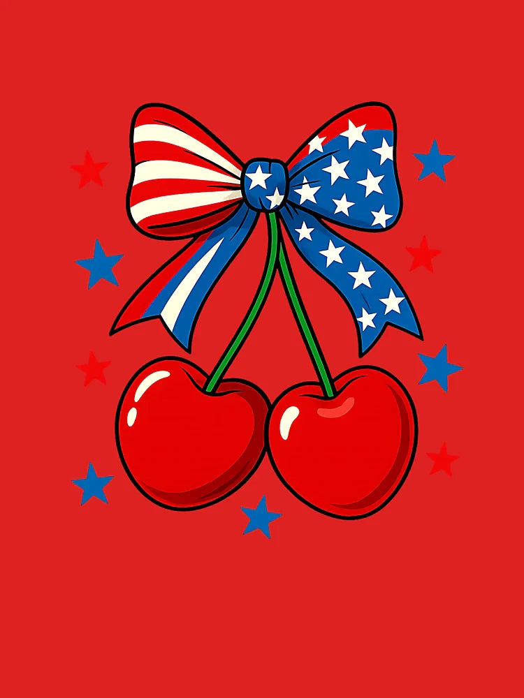 4th July Cherry, American Flag Cherry FOJ Coquette Girls Classic T-Shirt