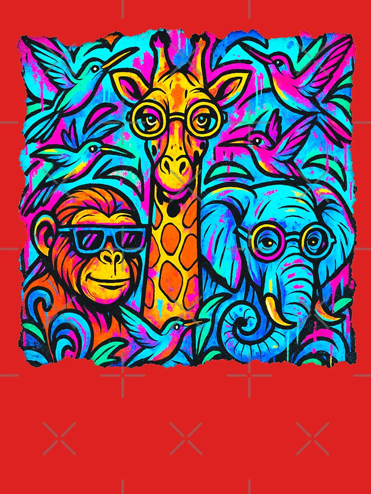 giraffe, elephant and monkey Classic T-Shirt