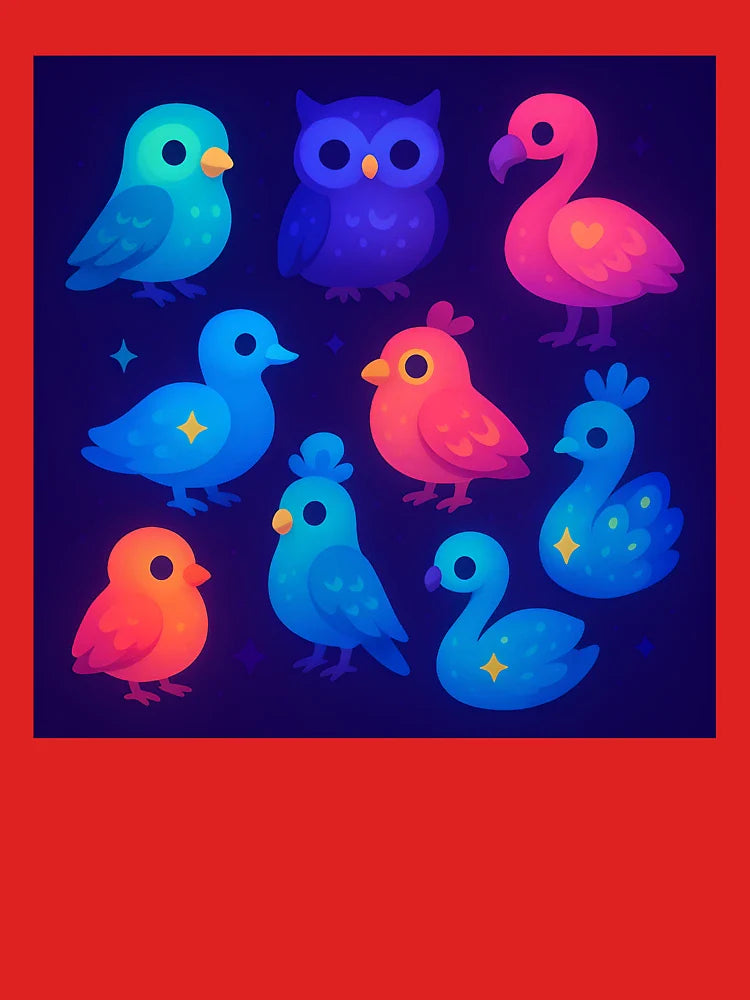 Neon Birds - Fantasy Glowing Bird Collection in Kawaii Style Classic T-Shirt