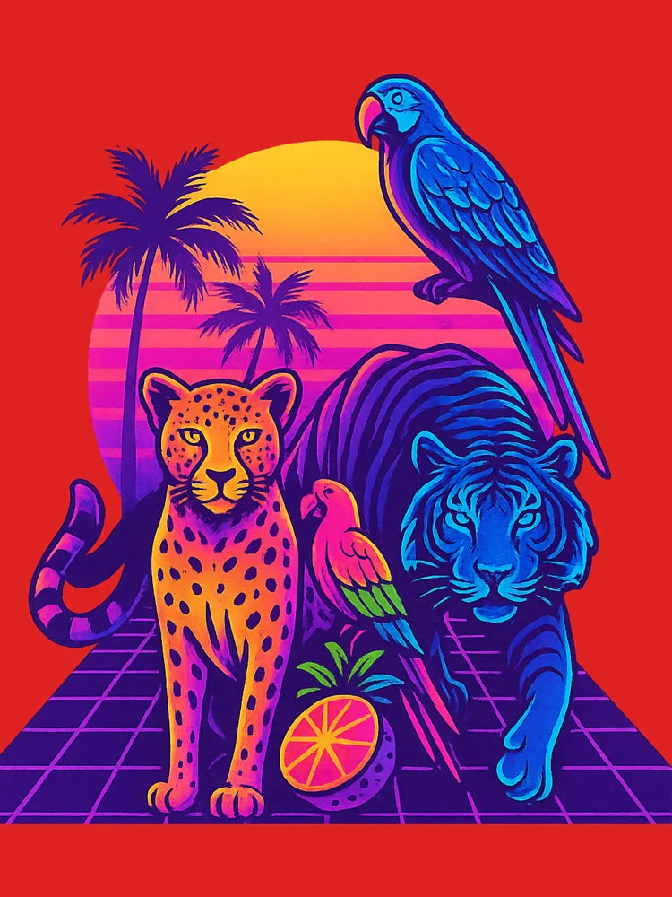 Synthwave Safari – Neon Jungle Tee | Retro Wild 80s Aesthetic Classic T-Shirt