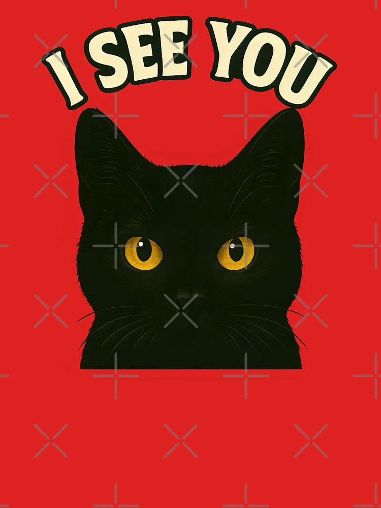 Intense Black Cat Stare – Bold Golden Eyes & “I See You” Classic T-Shirt