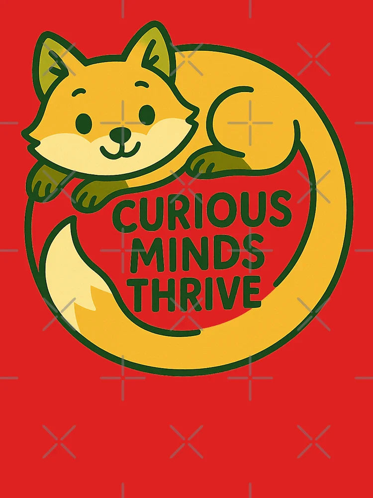 Curious Minds Thrive Fox Design – Cute Green & Yellow Kids Illustration Classic T-Shirt