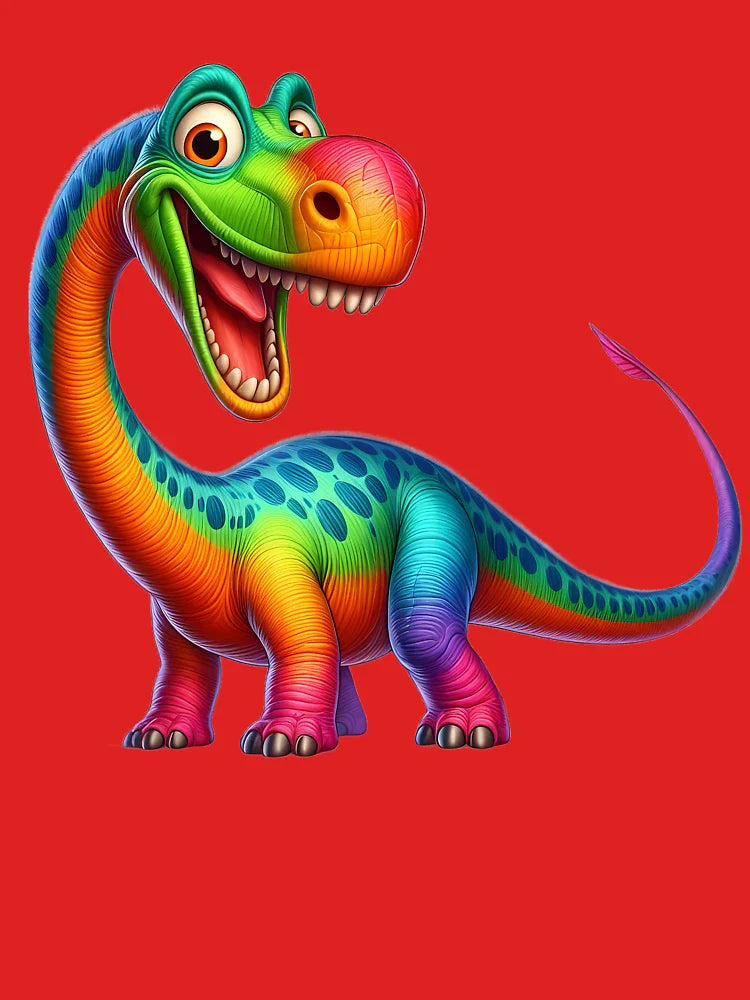 Happy and Colorful Rainbow Diplodocus Dinosaur Classic T-Shirt