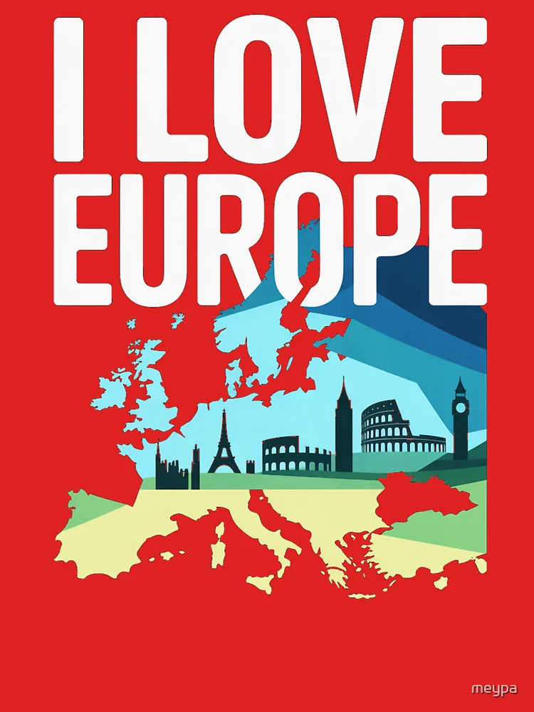I Love Europe Skyline Adventure Travel Enthusiasts Classic T-Shirt