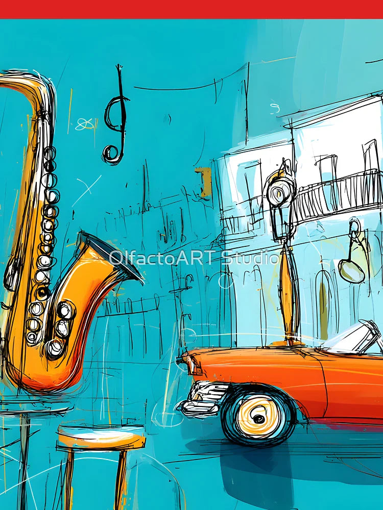 Drive into Havana's Jazz Vibe - Oldtimer Classic Car and Saxophone Create Musical Motion Classic T-Shirt