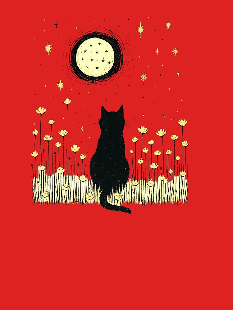 Floral Black Cat Moon Halloween Cottagecore Aesthetic Classic T-Shirt