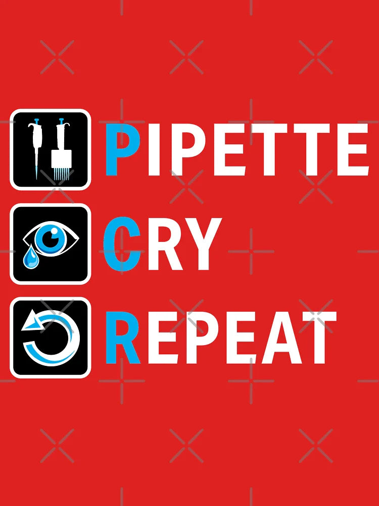PCR Pipette Cry Repeat Funny Design for DNA Biotechnology Lab Scientists Classic T-Shirt