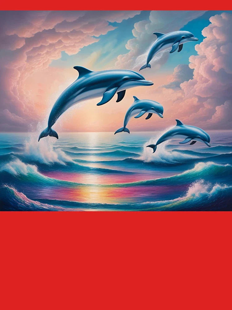 Dolphins over Rainbow Seas Classic T-Shirt