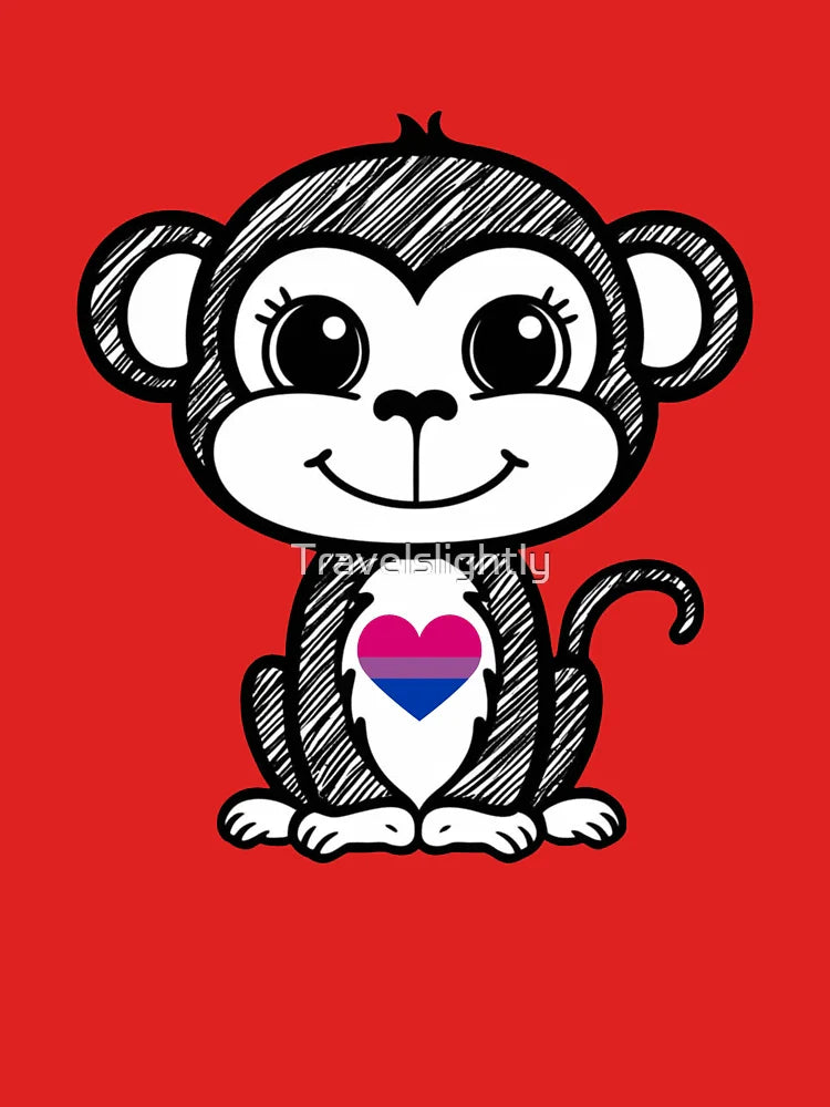 Cute Pride Monkey with Bisexual Pride Heart  Classic T-Shirt
