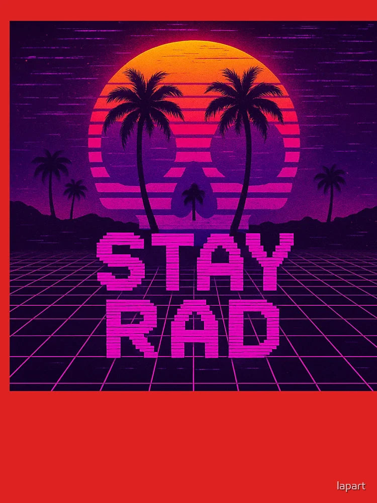 Stay Rad – 80s Vaporwave Sunset Tee and Sun Skull Classic T-Shirt