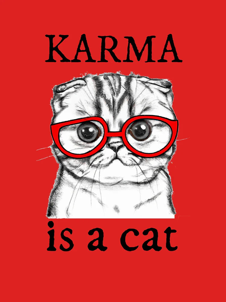 Karma is a Cat Midnights Lyric T-Shirt | Sticker | Scottish Fold Cat | Music Lyrics Fan Merchandise Classic T-Shirt
