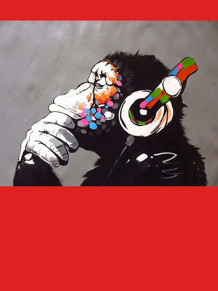 Banksy - Monkey with Headphones  Metal Print Classic T-Shirt