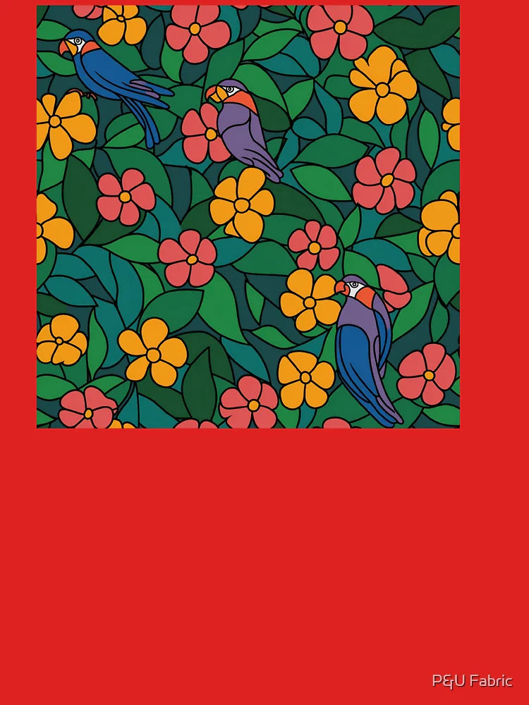 Macaw and flowers abstract  Classic T-Shirt