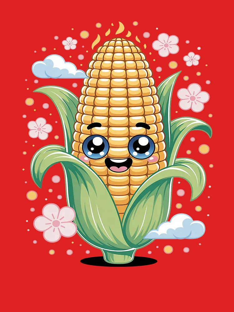 Adorable Corn Doodle With Floral Accents Classic T-Shirt
