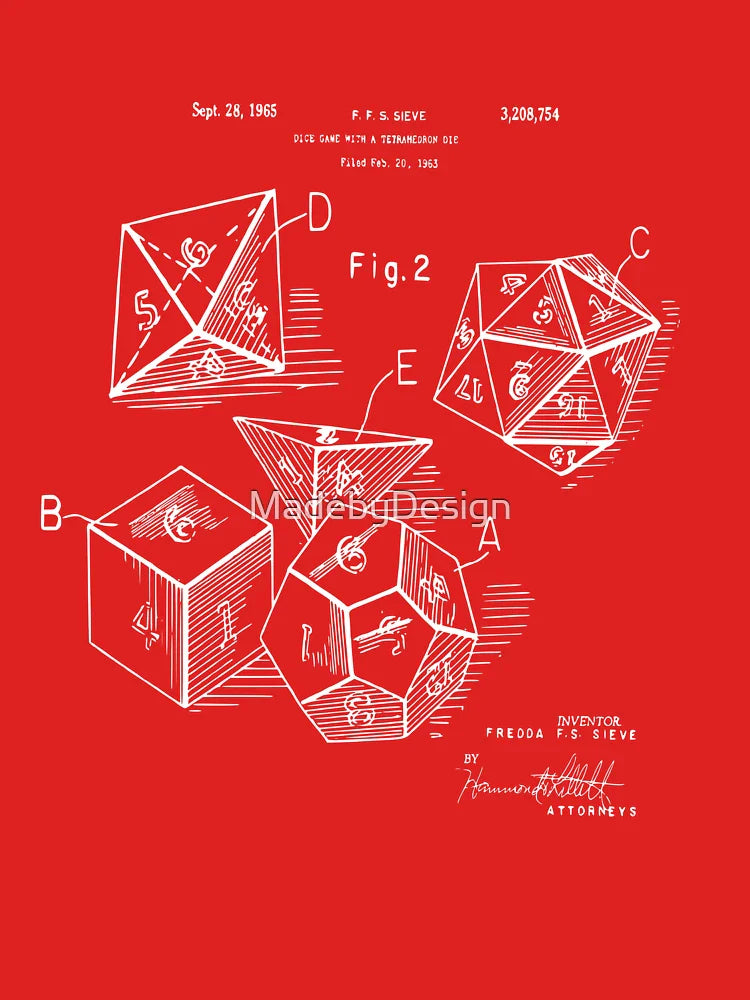 Role Playing Dice Patent Prints 1963 Classic T-Shirt