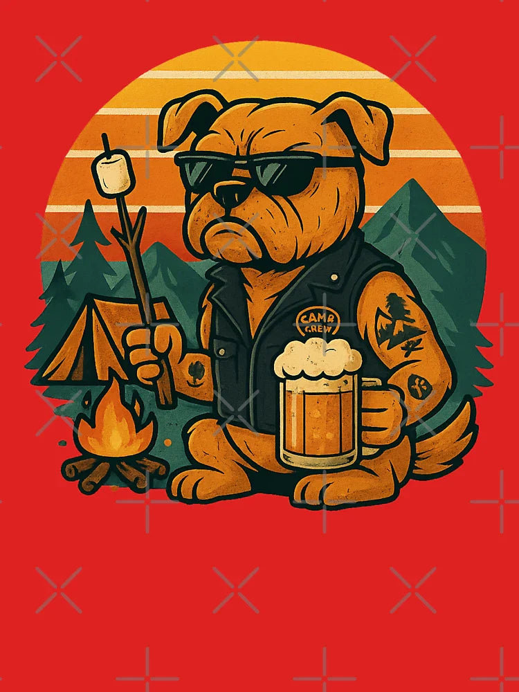 Camp Crew Dog – Funny Tough Dog Camping Design with Beer & Marshmallow Classic T-Shirt