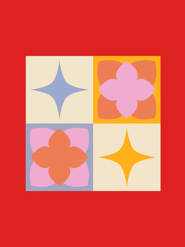 Retro Flowers Circus Tile Classic T-Shirt