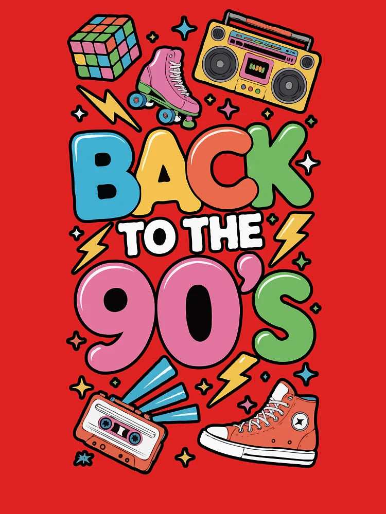 Back to the 90s Retro Design – Colorful 90s Nostalgia with Roller Skates, Boombox & Cassette Vibes Classic T-Shirt