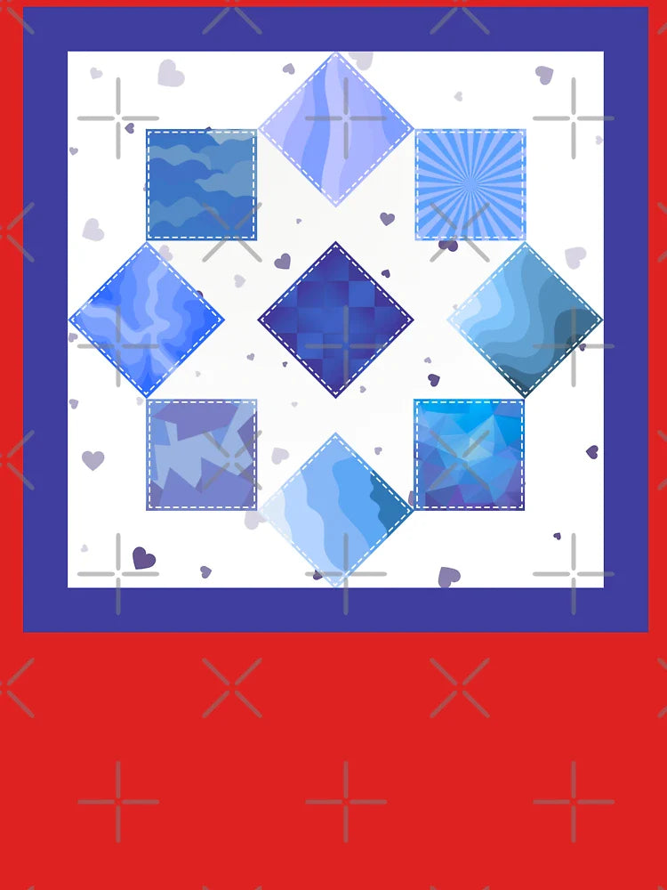 Shades of Blue Patchwork Quilt Block Classic T-Shirt