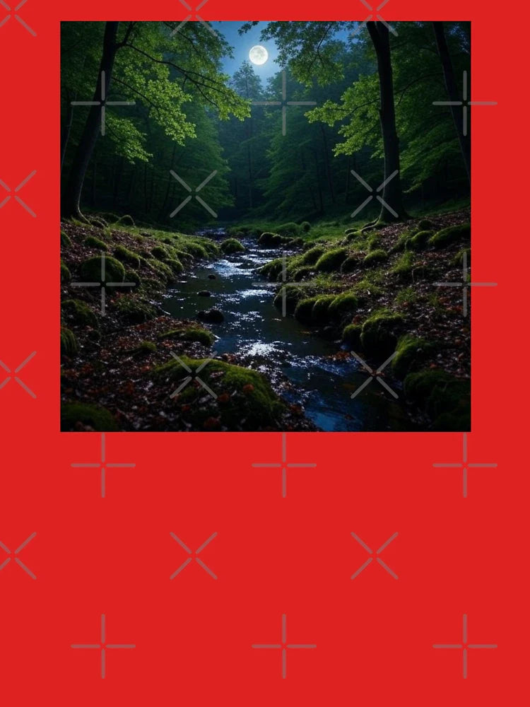 Moonlit Forest Stream - Nature Art Print Classic T-Shirt