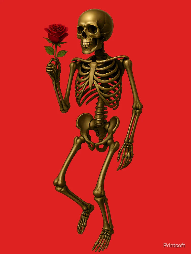 Golden skeleton with rose Classic T-Shirt