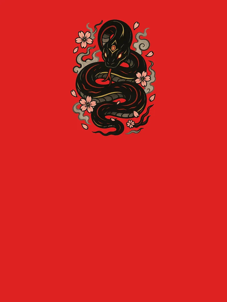 Mystical Serpent Spirit with Cherry Blossoms – Japanese Tattoo Style Classic T-Shirt