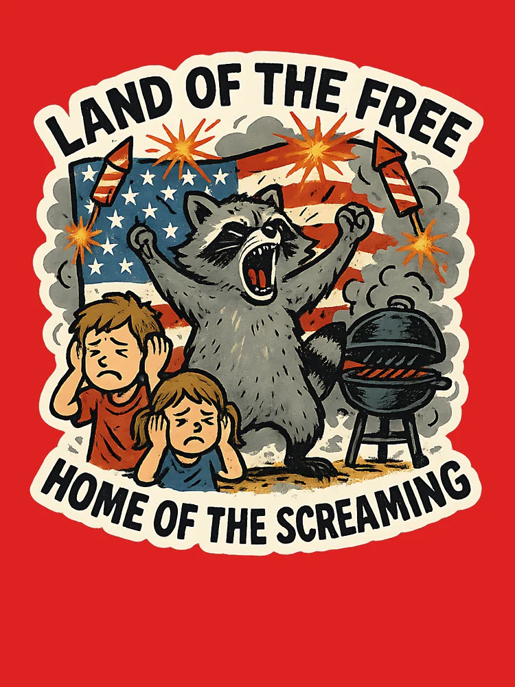 Land of the Free Home of the Screaming Shirt – Funny 4th of July Raccoon Chaos Tee Classic T-Shirt