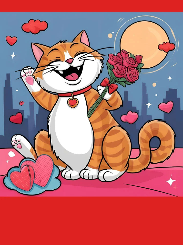 Super cute laughing cat with many hearts Classic T-Shirt