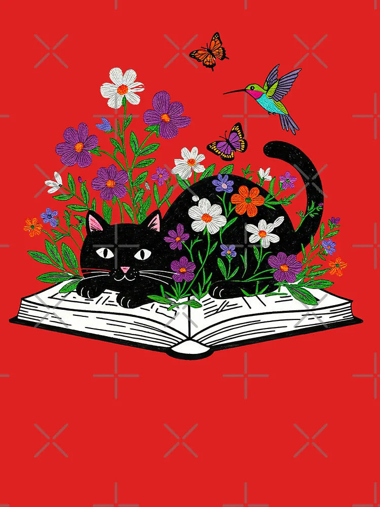 Magical Black Cat in Flower Book Classic T-Shirt
