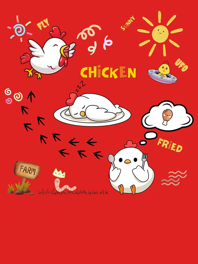 Chicken Life Crisis – Cute & Funny Cartoon Chaos Classic T-Shirt