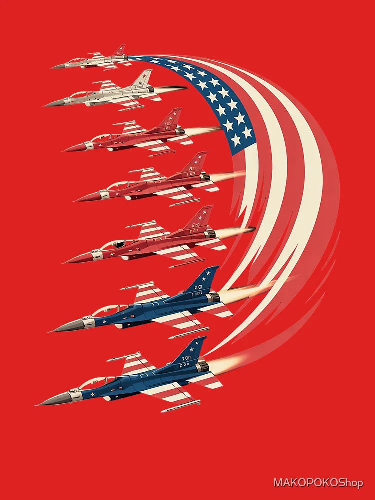 4th of July American Pride Fighter Jets Patriotic Flag Classic T-Shirt