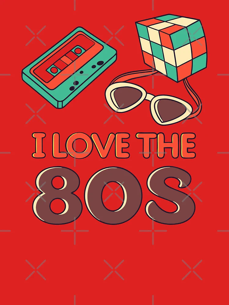 I Love The 80s Cassette Rubiks Cube Sunglasses Sticker Print Classic T-Shirt