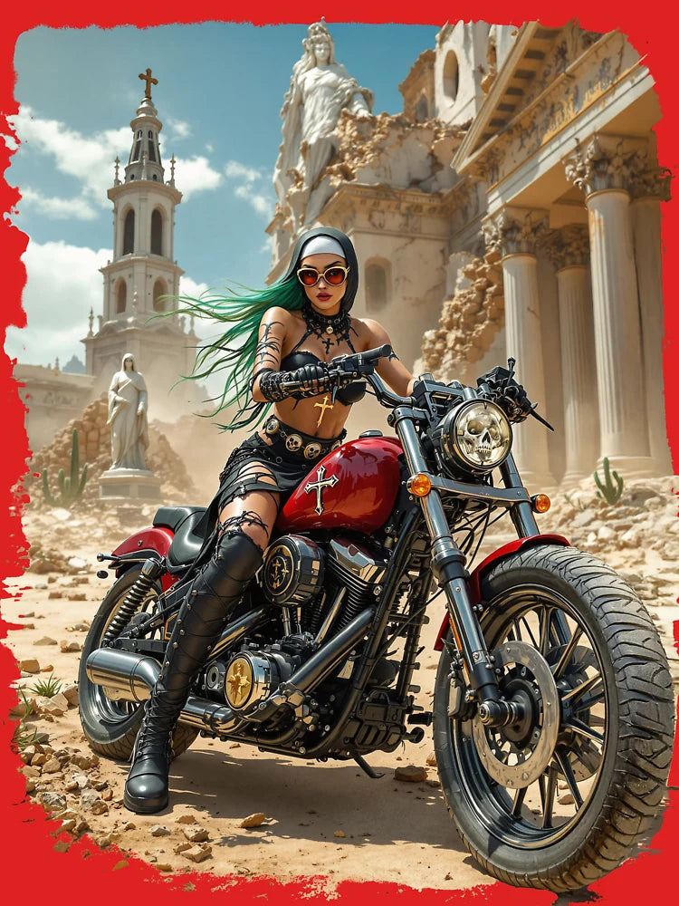 Rider Nun Among Ancient Ruins Classic T-Shirt