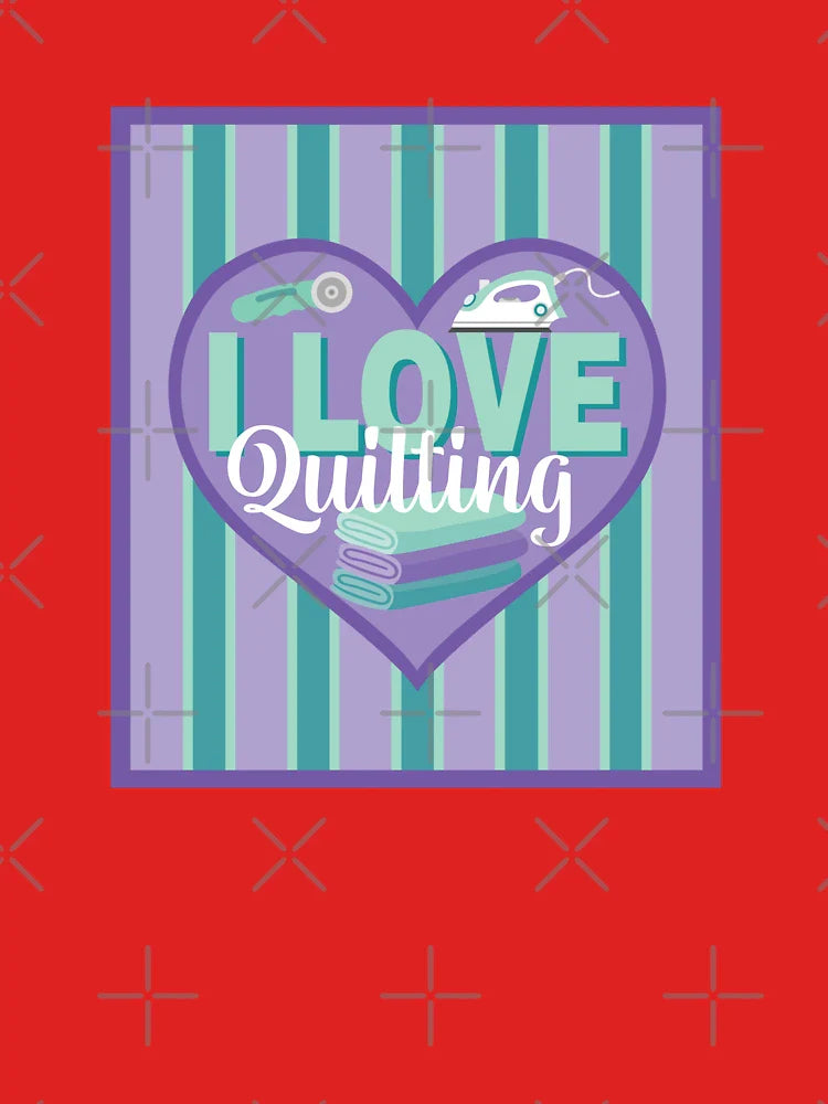 Fabric Panels I Love Quilting - LAVENDER AND MINT Classic T-Shirt